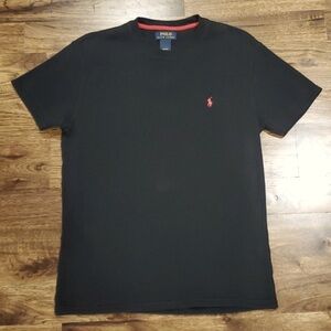 Mens Polo Ralph Lauren black waffle knit pony shirt size M